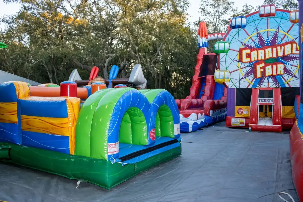 Colorful bounce houses